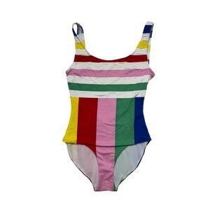 ONIA Kelly Rainbow Stripe One Piece Bathing Swim Suit Size Small Womens Scoop